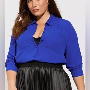 Torrid Cobalt Blue Georgette Blouse